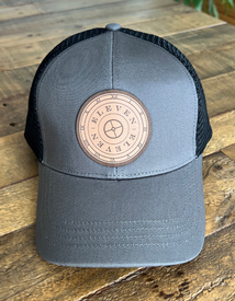 Leather Clock Gray Trucker Hat